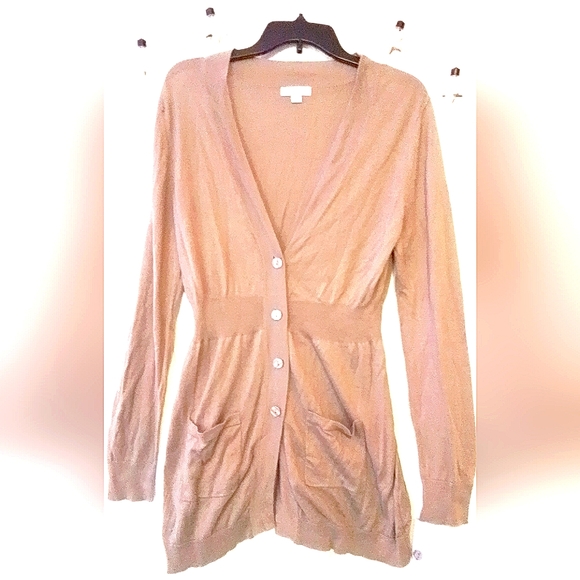 Women's Cream XL Maternity Button Up Cardigan Sweater/Cover-Up W/ Pockets - Picture 2 of 4